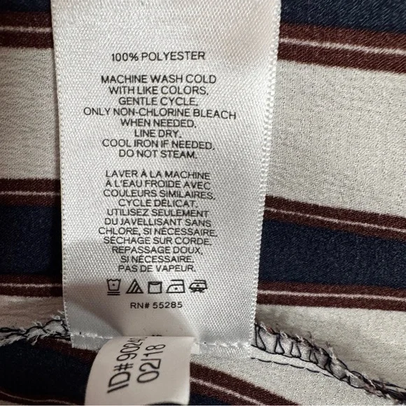 Express Navy White Striped Button Blouse  Work Casual Top| M - Picture 11 of 11